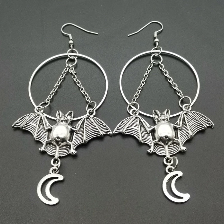 Y2k Goth Star and Bat Dangles Earrings