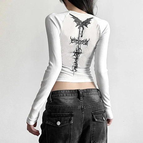 Gothic Angel Long Sleeve Top - Shirts & Tops