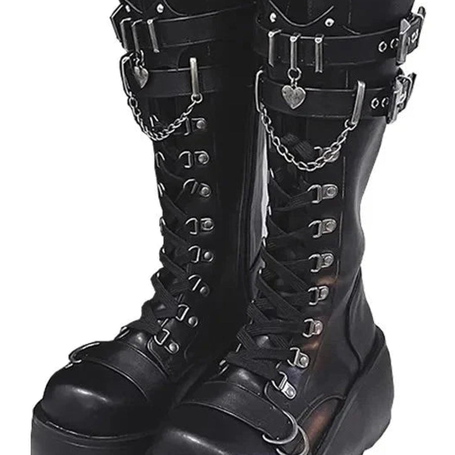 Y2k Gothic Ankle Combat Boots Women's Platform