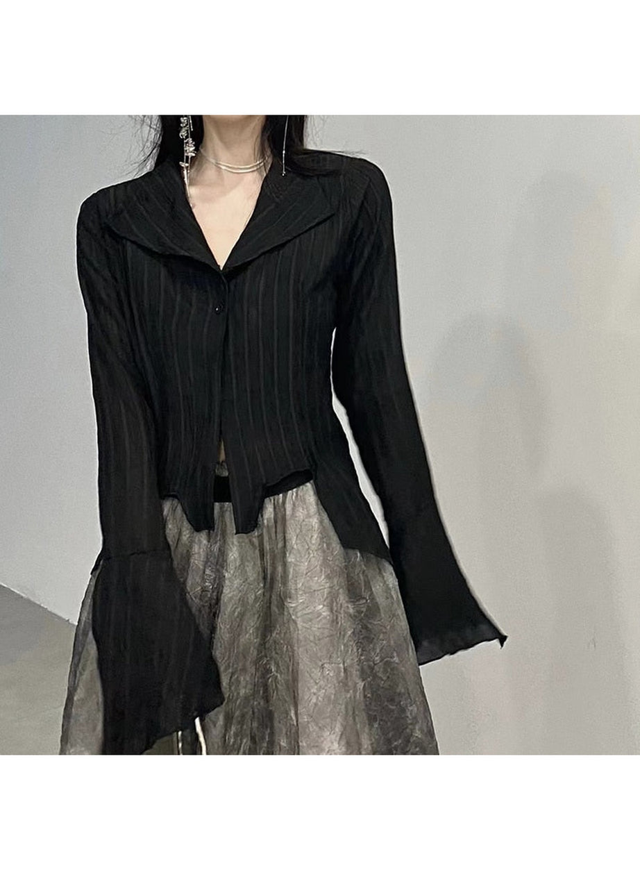 Y2k Gothic Black Irregular Tops