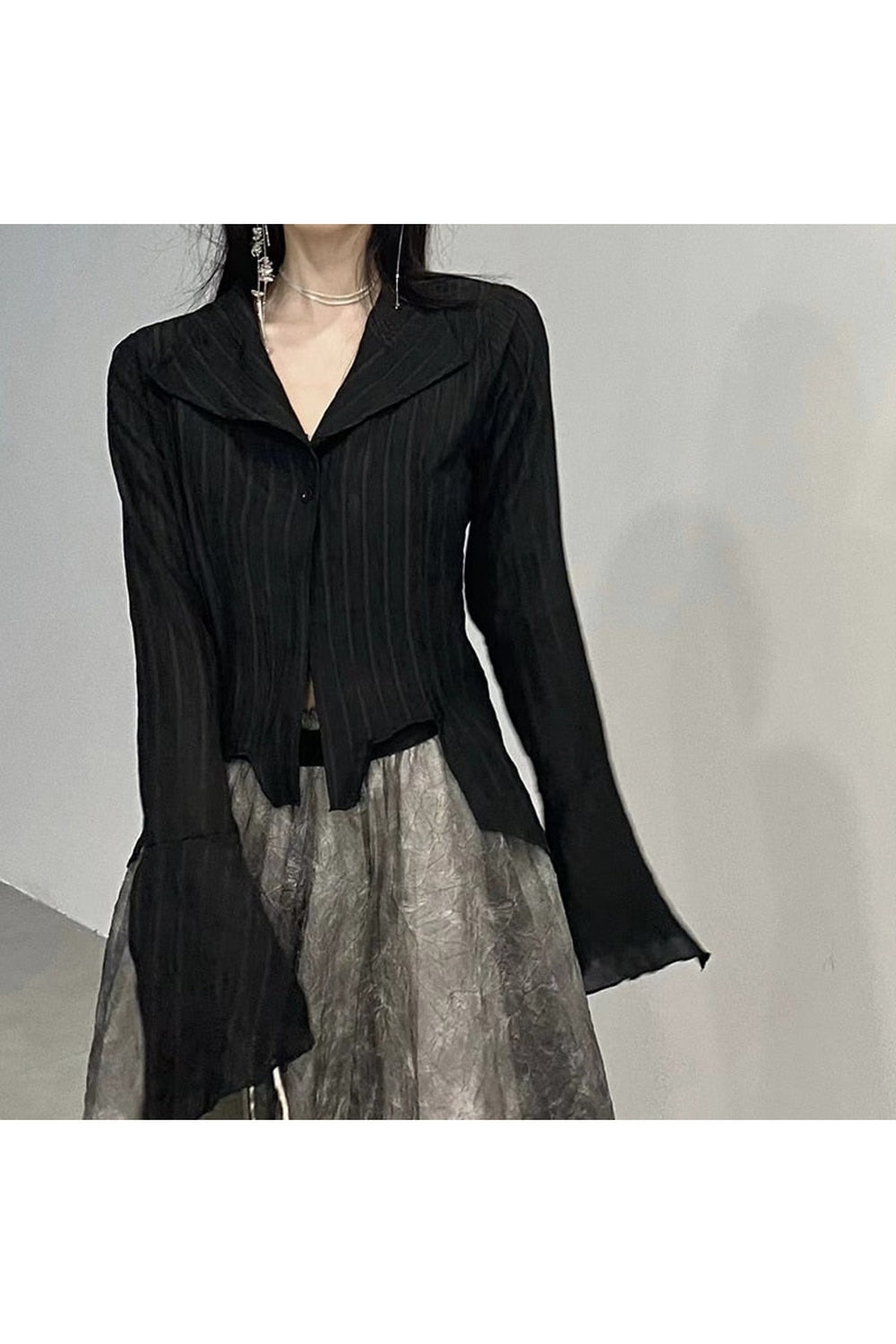 Y2k Gothic Black Irregular Tops