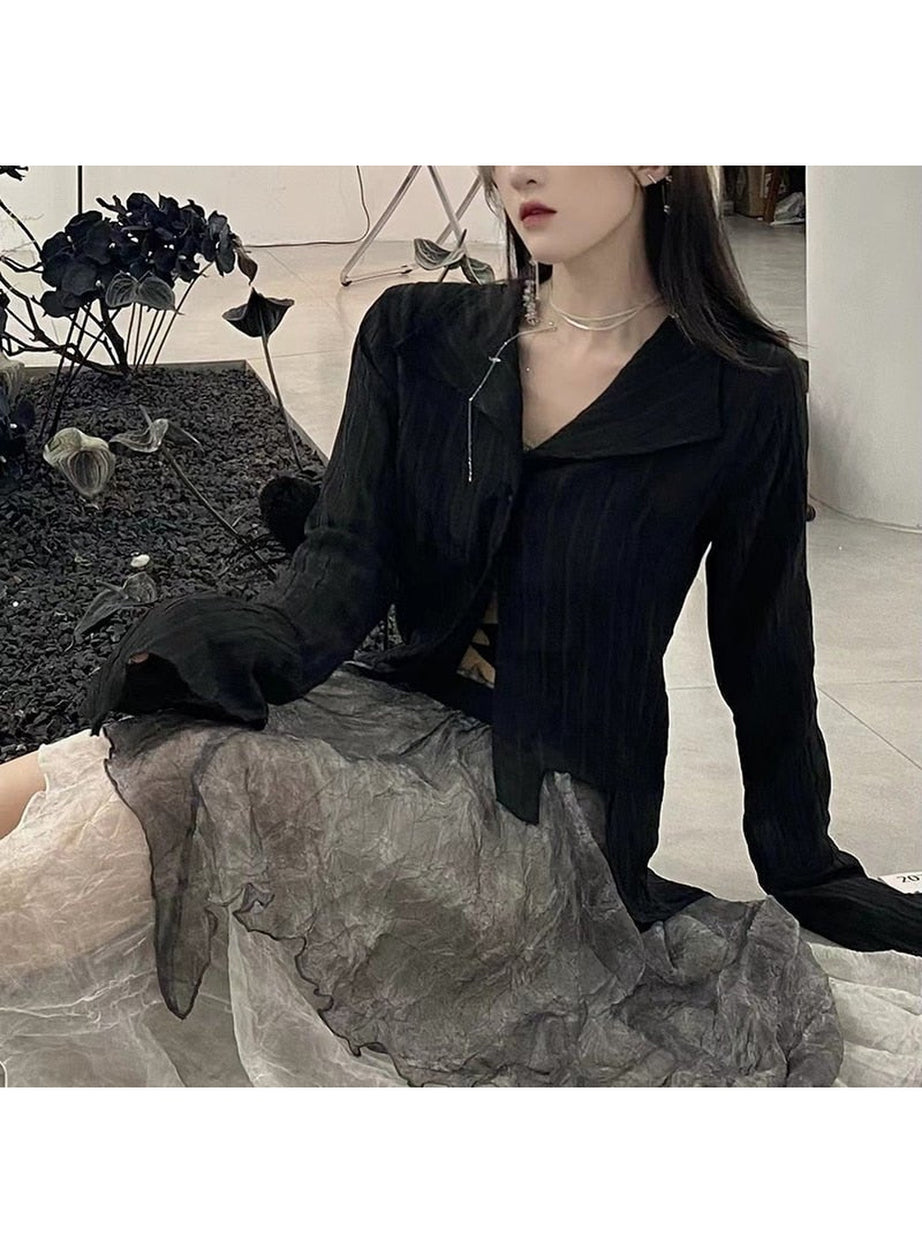 Y2k Gothic Black Irregular Tops