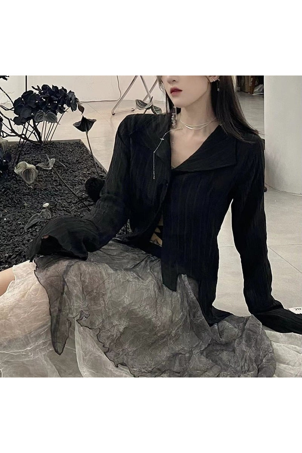 Y2k Gothic Black Irregular Tops