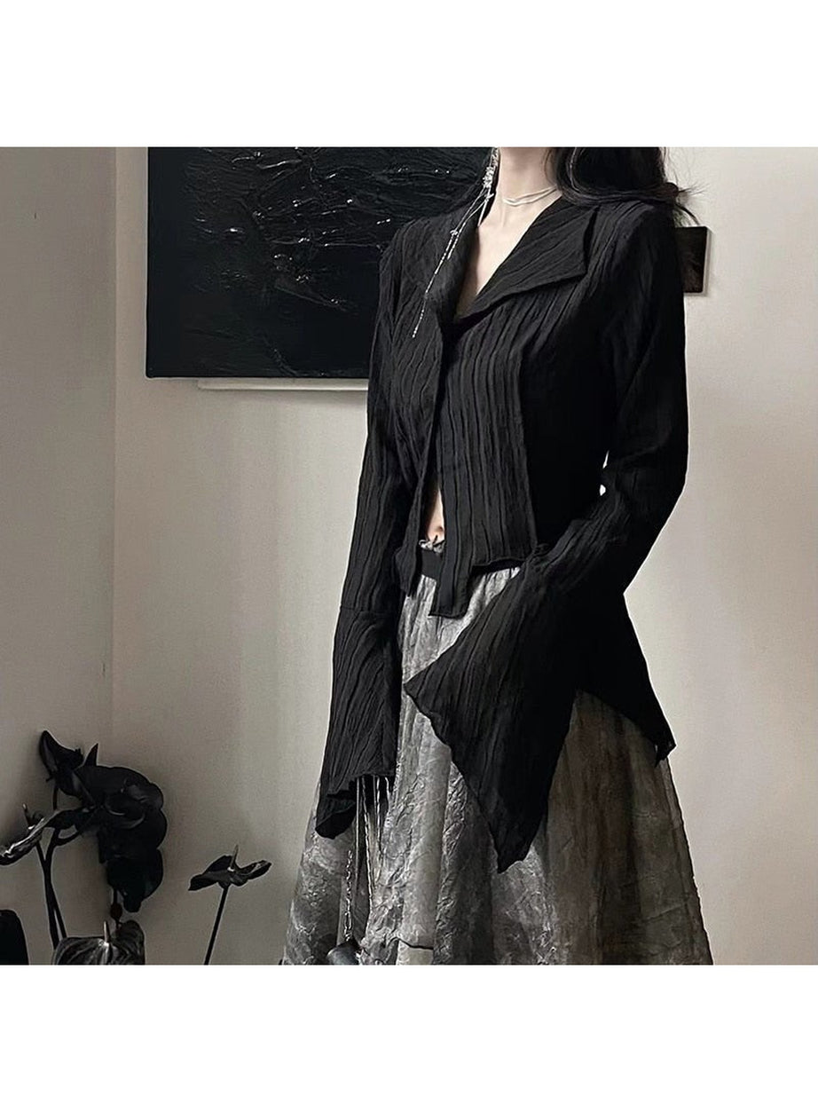 Y2k Gothic Black Irregular Tops