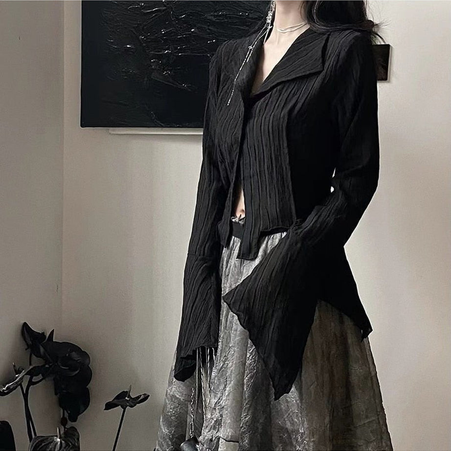 Y2k Gothic Black Irregular Tops
