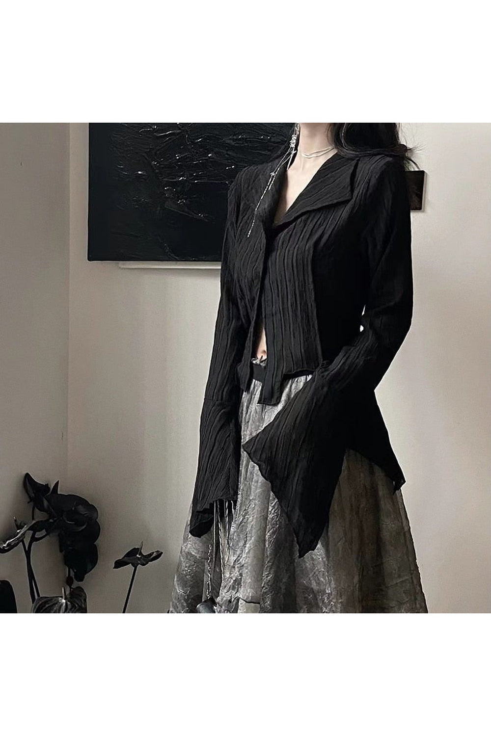 Y2k Gothic Black Irregular Tops