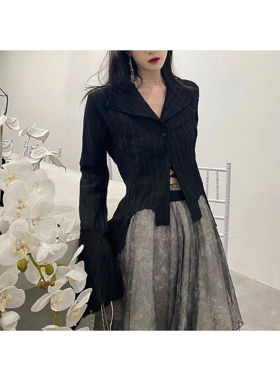 Y2k Gothic Black Irregular Tops