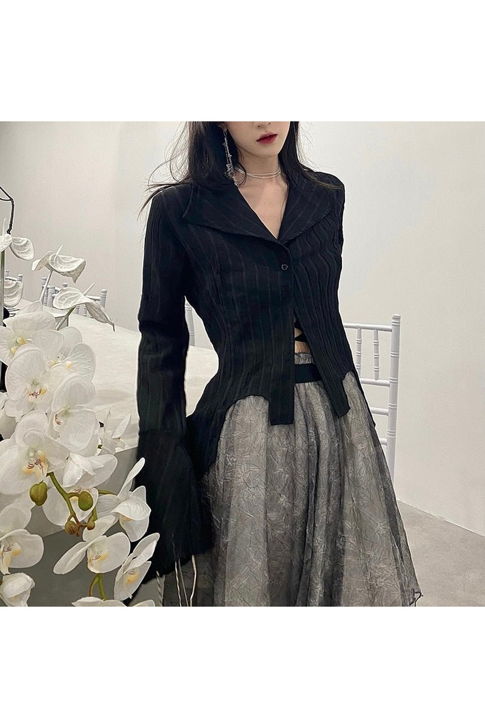 Y2k Gothic Black Irregular Tops