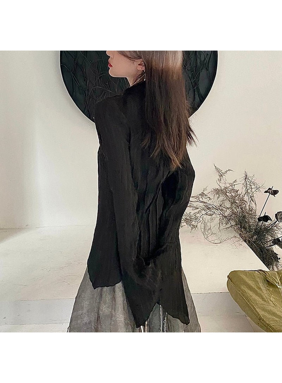 Y2k Gothic Black Irregular Tops