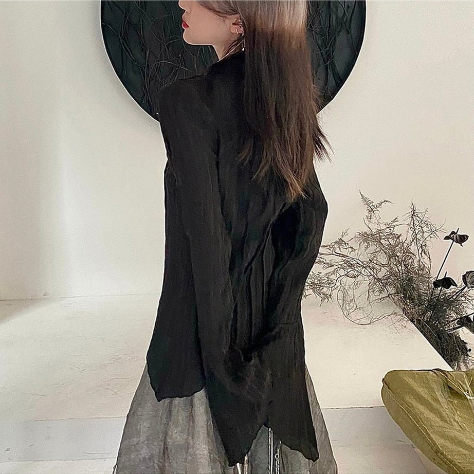 Y2k Gothic Black Irregular Tops