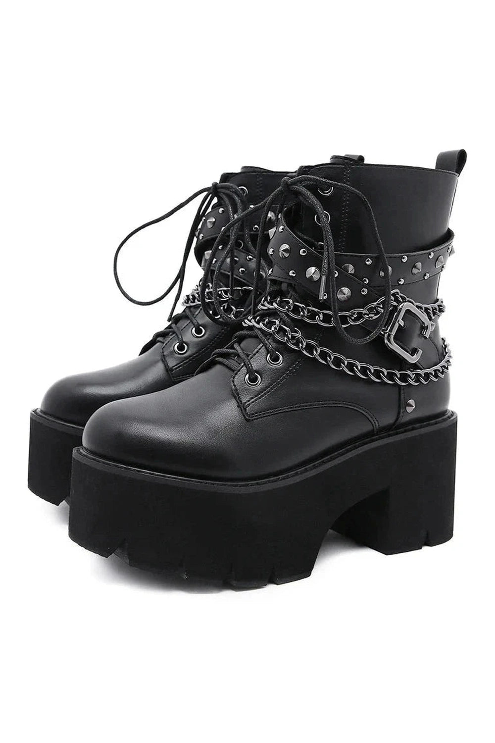 Y2k Gothic Black Rivets Ankle Boots