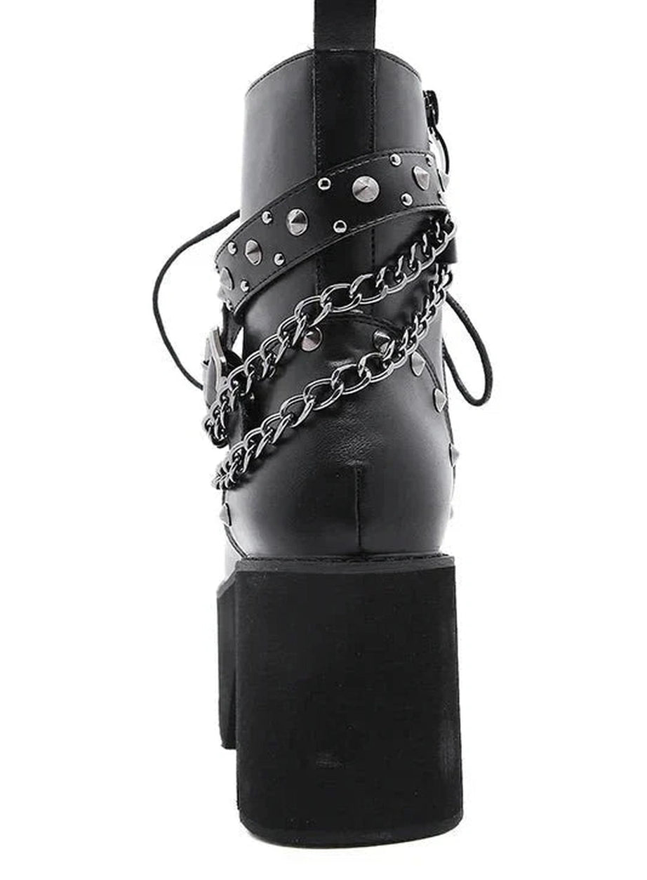 Y2k Gothic Black Rivets Ankle Boots
