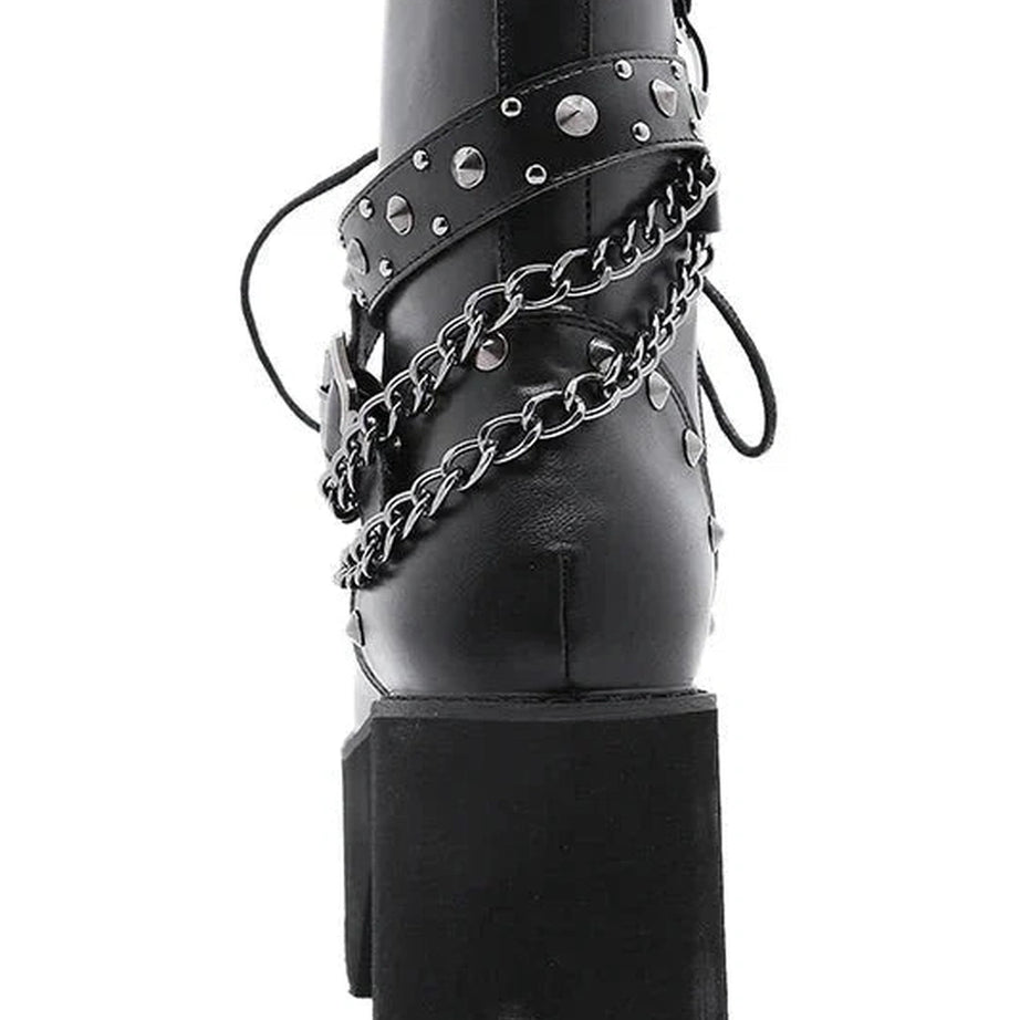 Y2k Gothic Black Rivets Ankle Boots