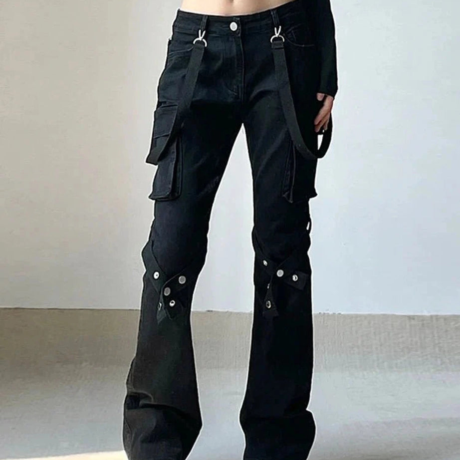 Y2k Gothic Buckle Leg Pants