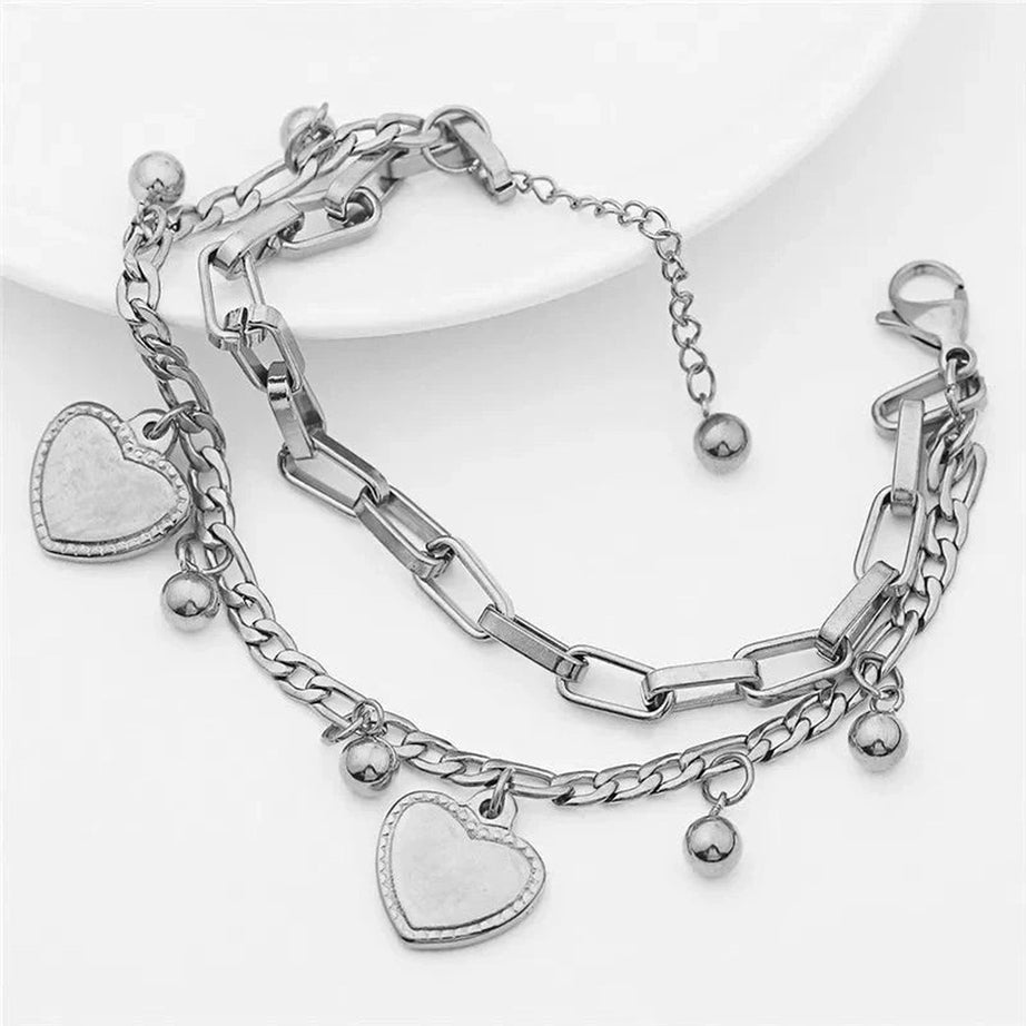 Y2k Gothic Cross Charm Layered Bracelet