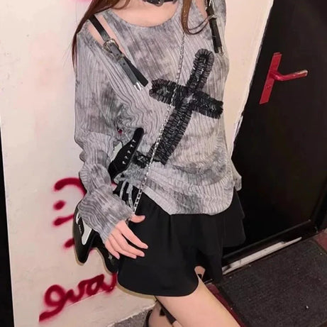 Gothic Cross Strap Top - Shirts & Tops