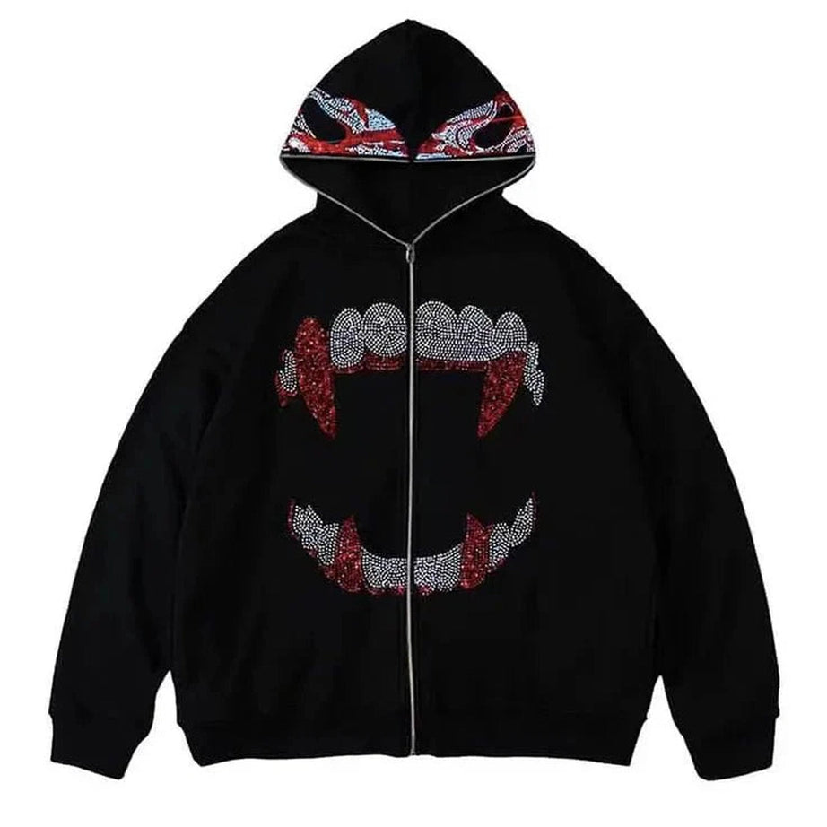 Y2k Gothic Grunge Rhinestone Hoodie