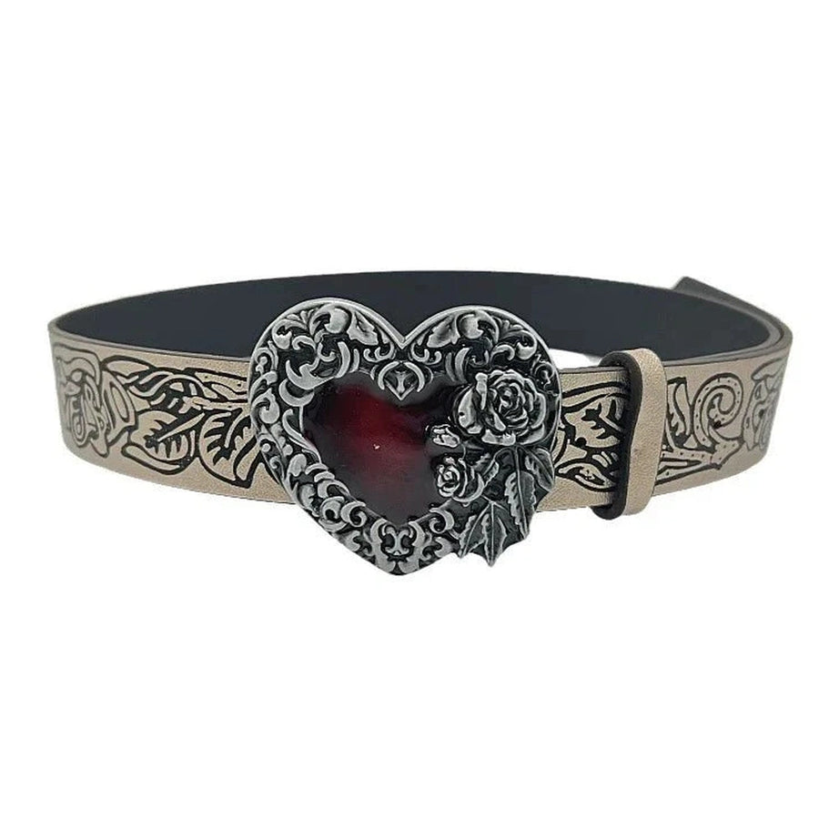 Y2k Gothic Heart Rose Belt