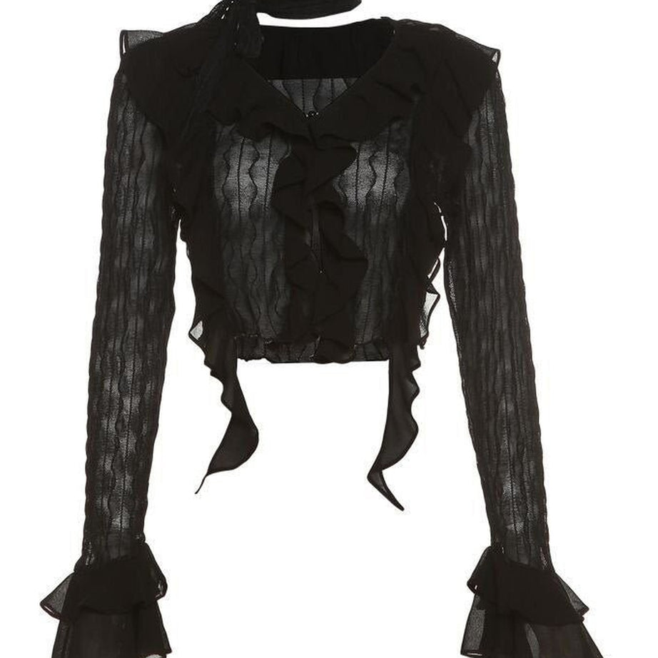 Y2k Gothic Lace Crop Top Blouse