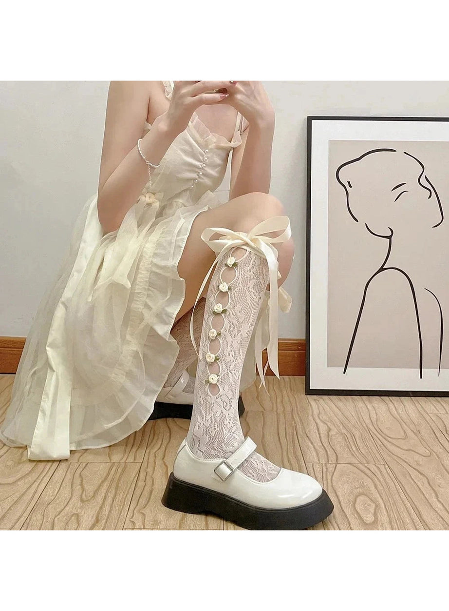 Y2k Gothic Lace Mesh Fishnet Knee Socks