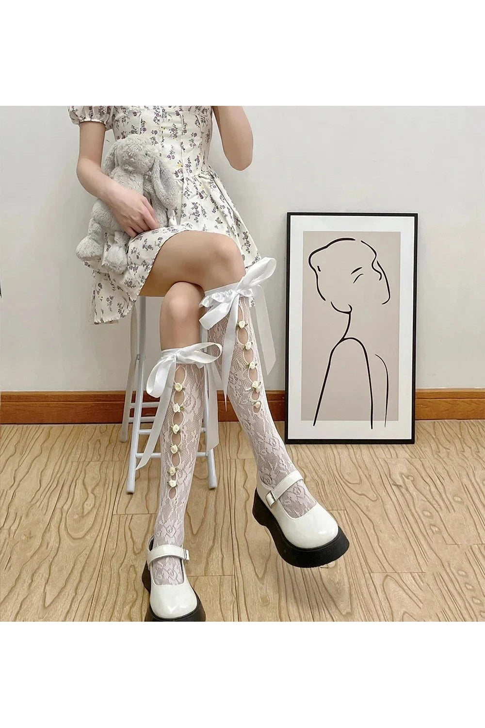 Y2k Gothic Lace Mesh Fishnet Knee Socks