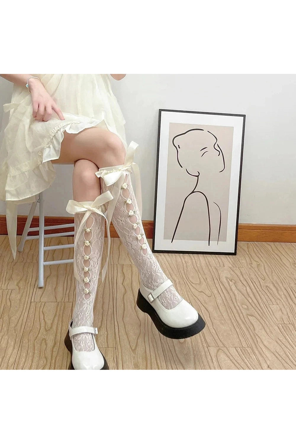 Y2k Gothic Lace Mesh Fishnet Knee Socks