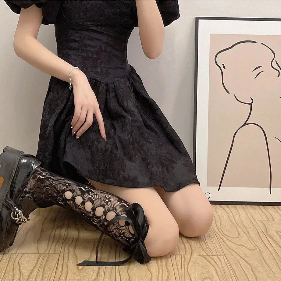 Y2k Gothic Lace Mesh Fishnet Knee Socks
