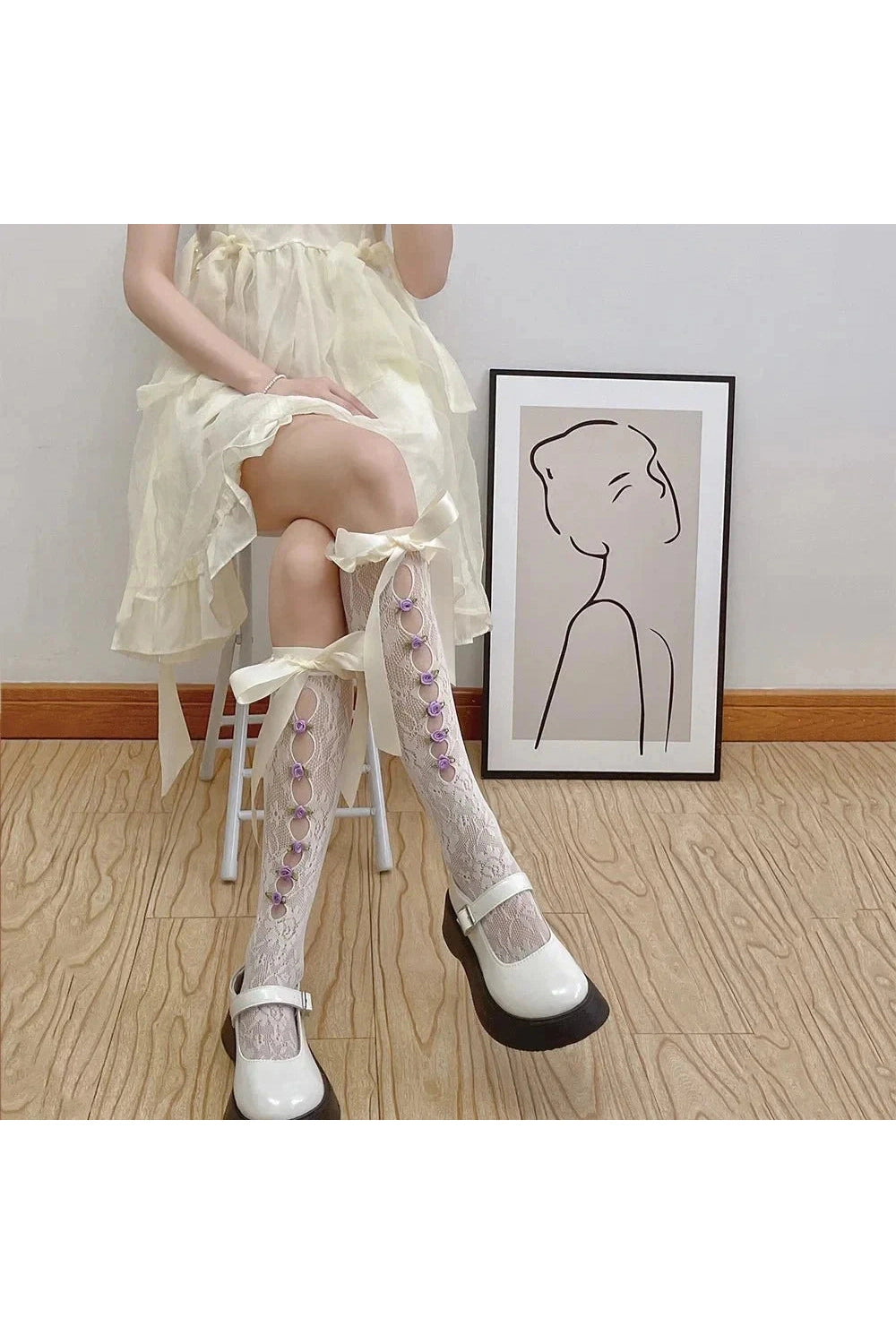 Y2k Gothic Lace Mesh Fishnet Knee Socks