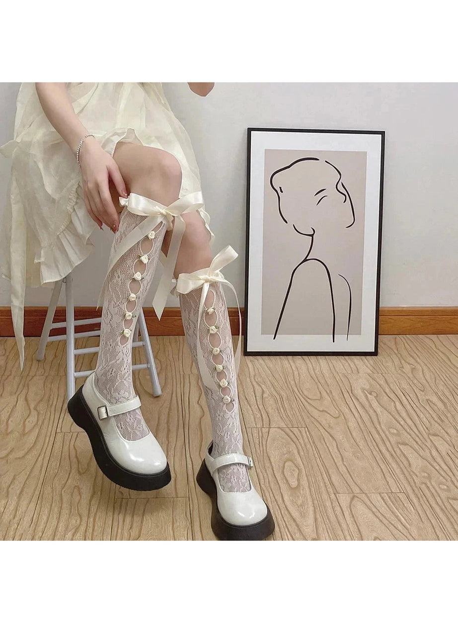 Y2k Gothic Lace Mesh Fishnet Knee Socks
