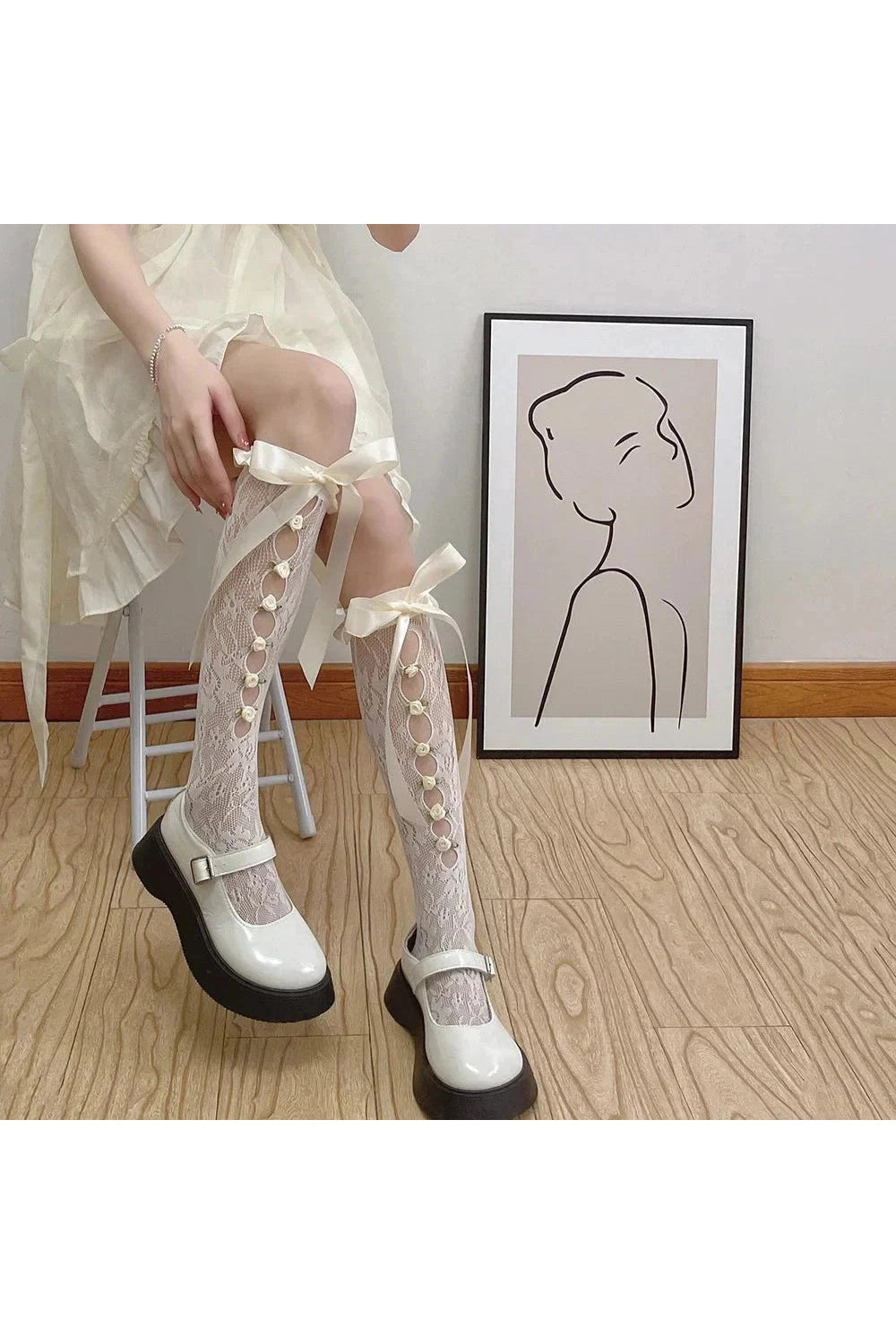 Y2k Gothic Lace Mesh Fishnet Knee Socks