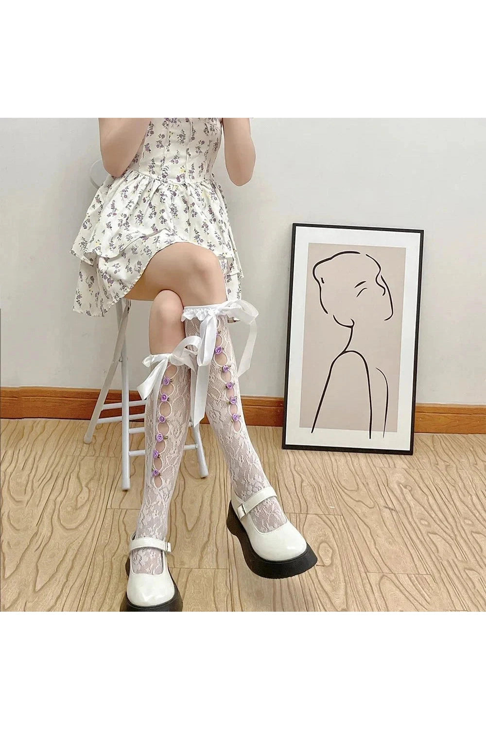 Y2k Gothic Lace Mesh Fishnet Knee Socks