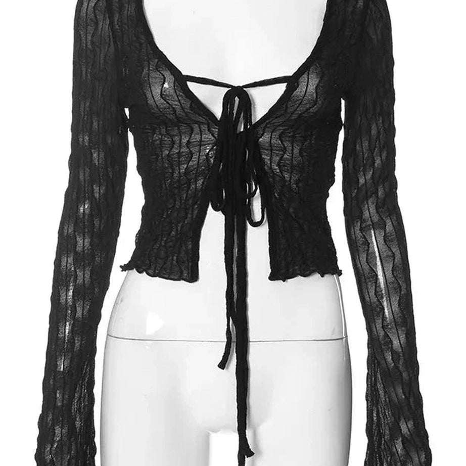 Y2k Gothic Lace Up Blouse