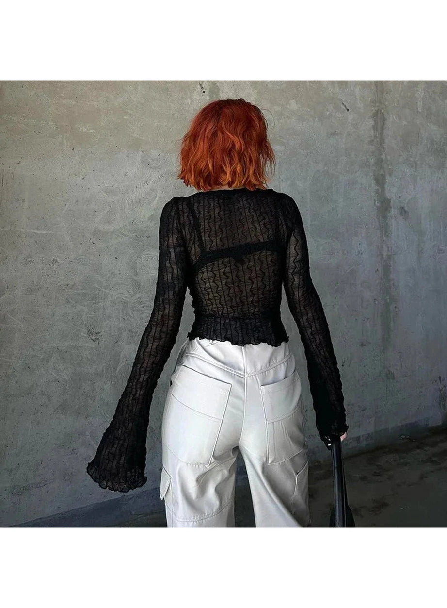 Y2k Gothic Lace Up Blouse