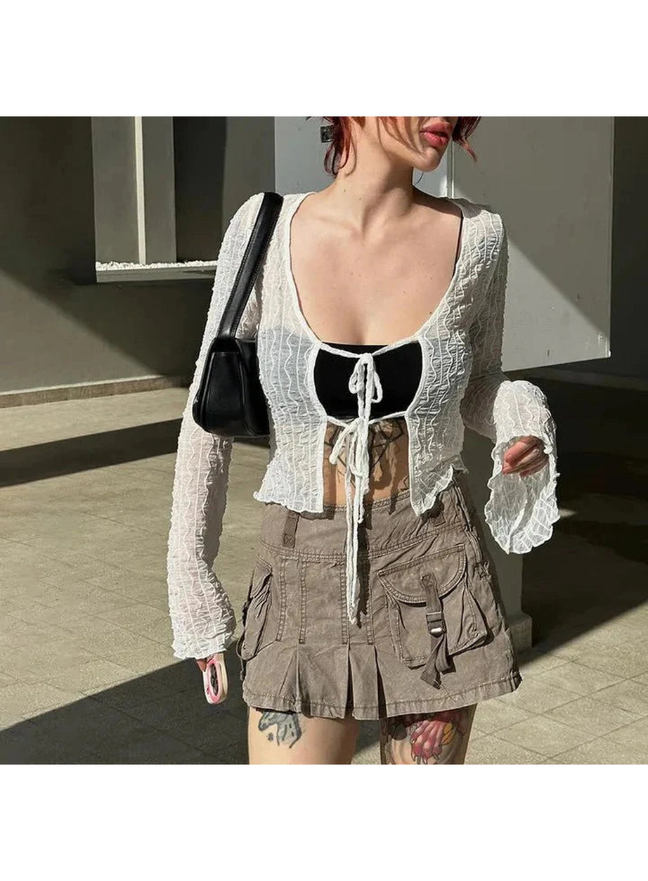 Y2k Gothic Lace Up Blouse