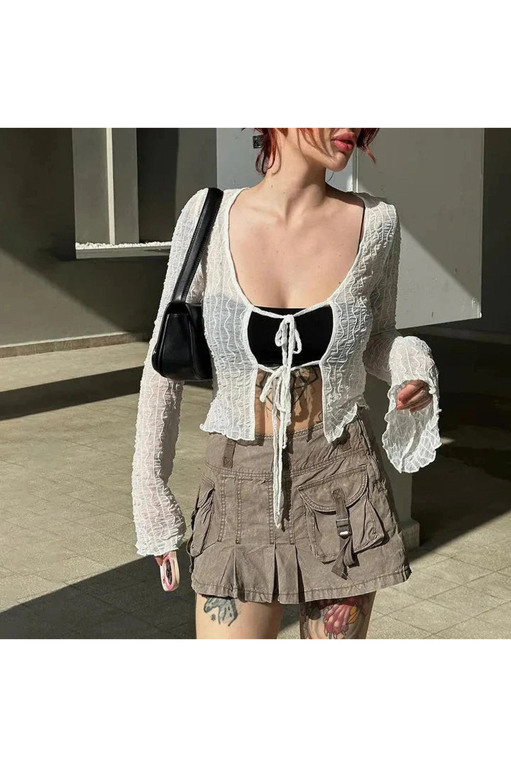Y2k Gothic Lace Up Blouse