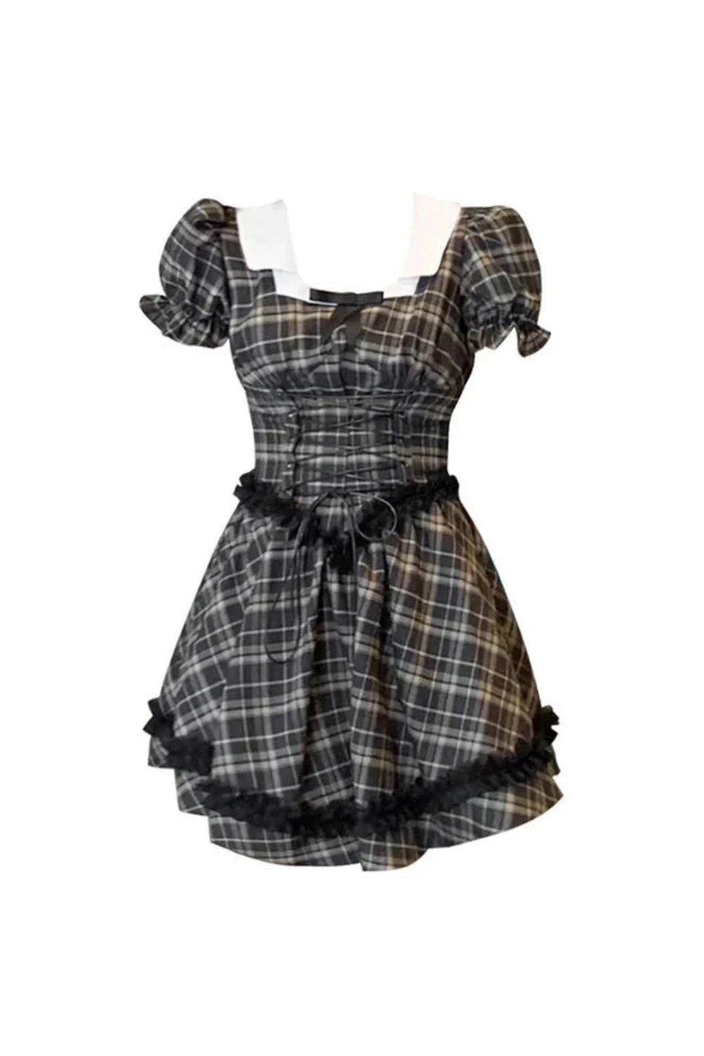 Y2k Gothic Lolita Plaid Dress