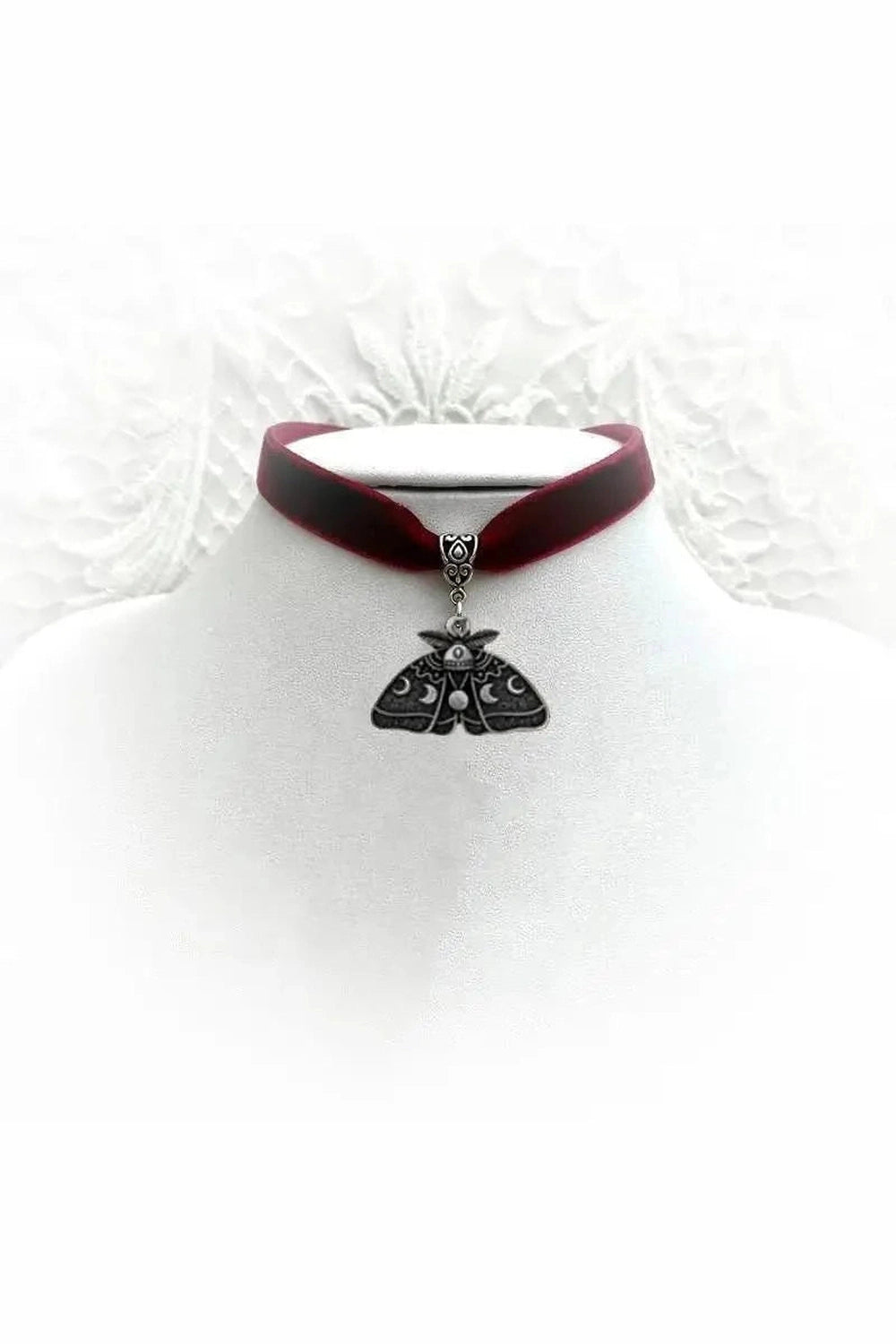 Y2k Gothic Luna Moth Black Bead Necklace