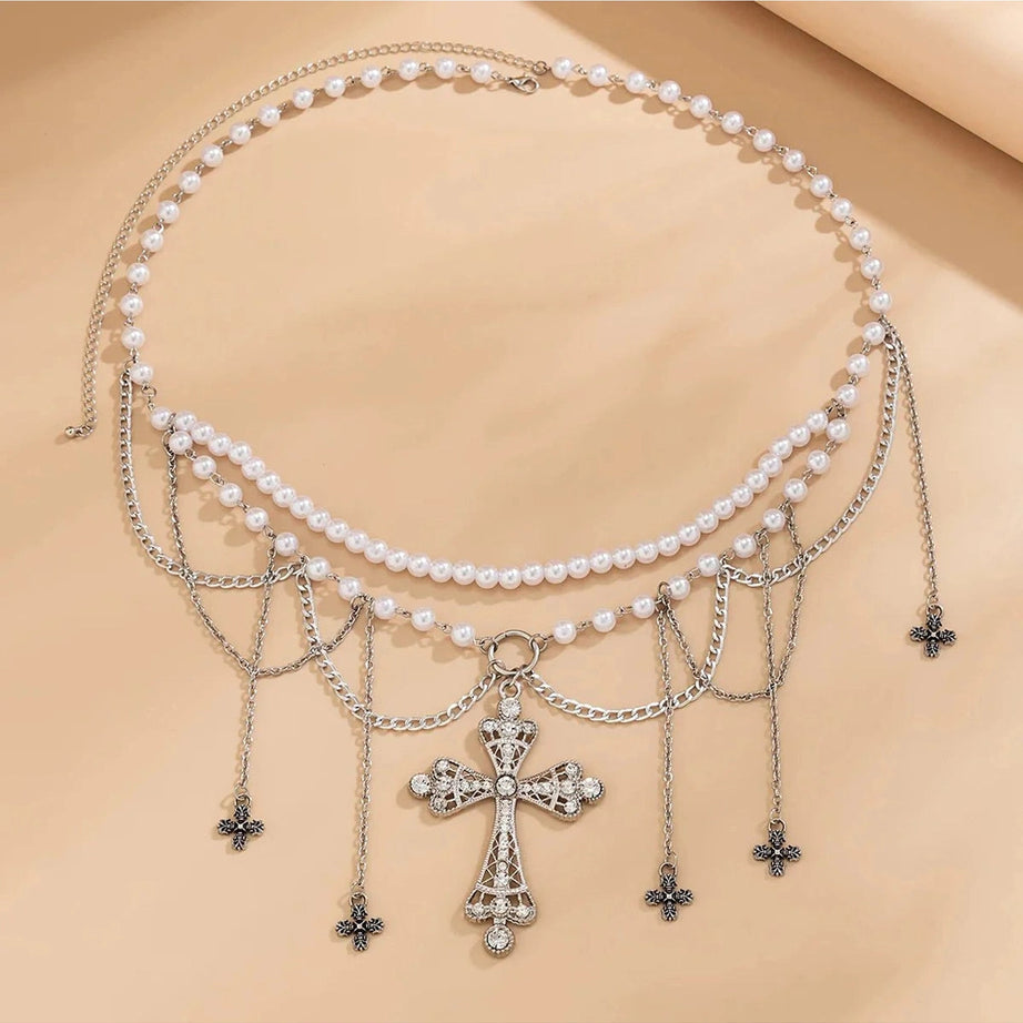 Y2k Gothic Pearl Beaded Belly Waist Chain