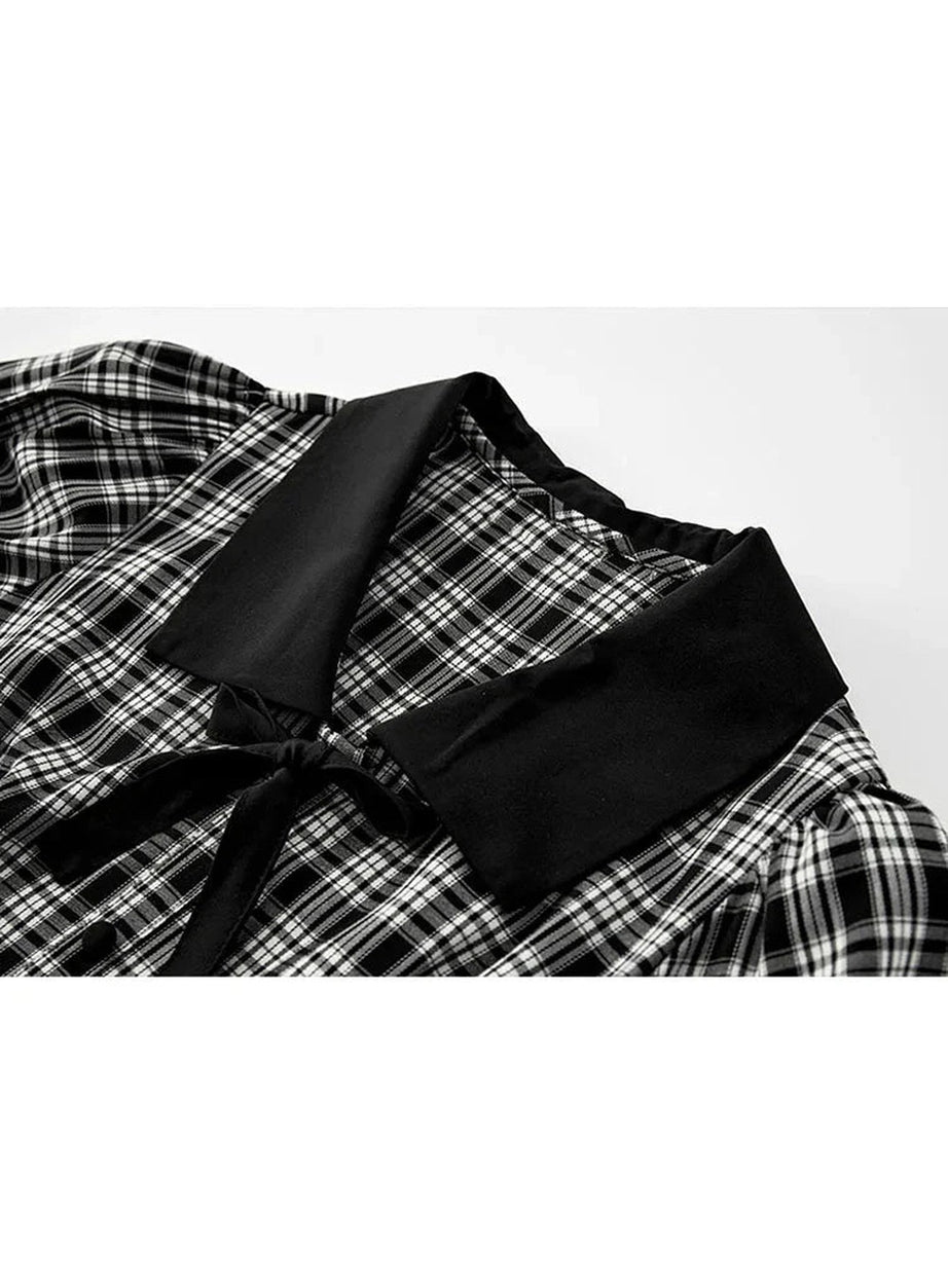 Y2k Gothic Plaid Peter Pan Dress