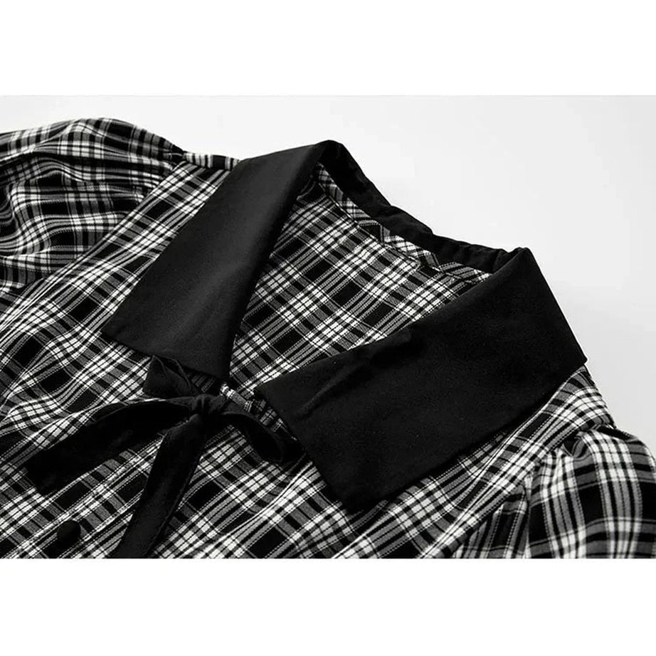 Y2k Gothic Plaid Peter Pan Dress