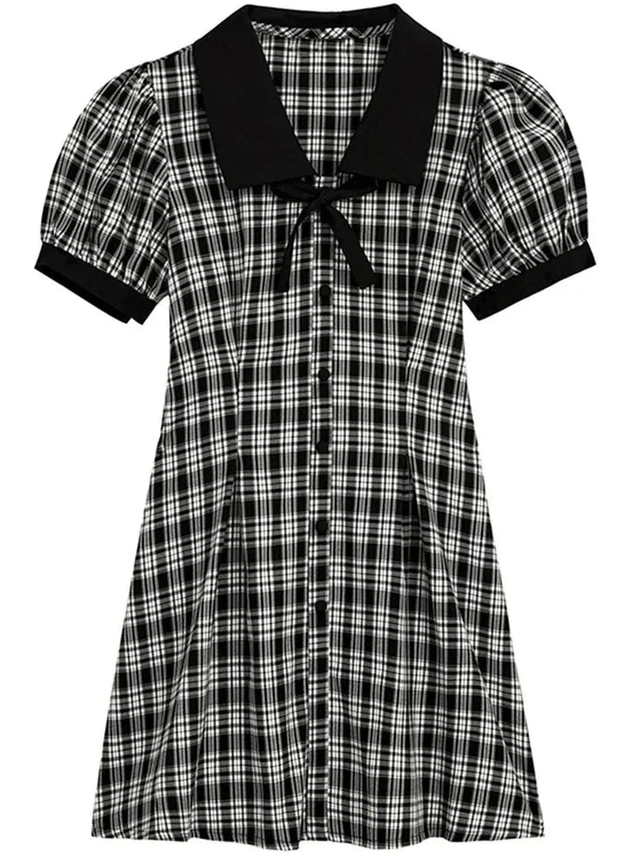 Y2k Gothic Plaid Peter Pan Dress