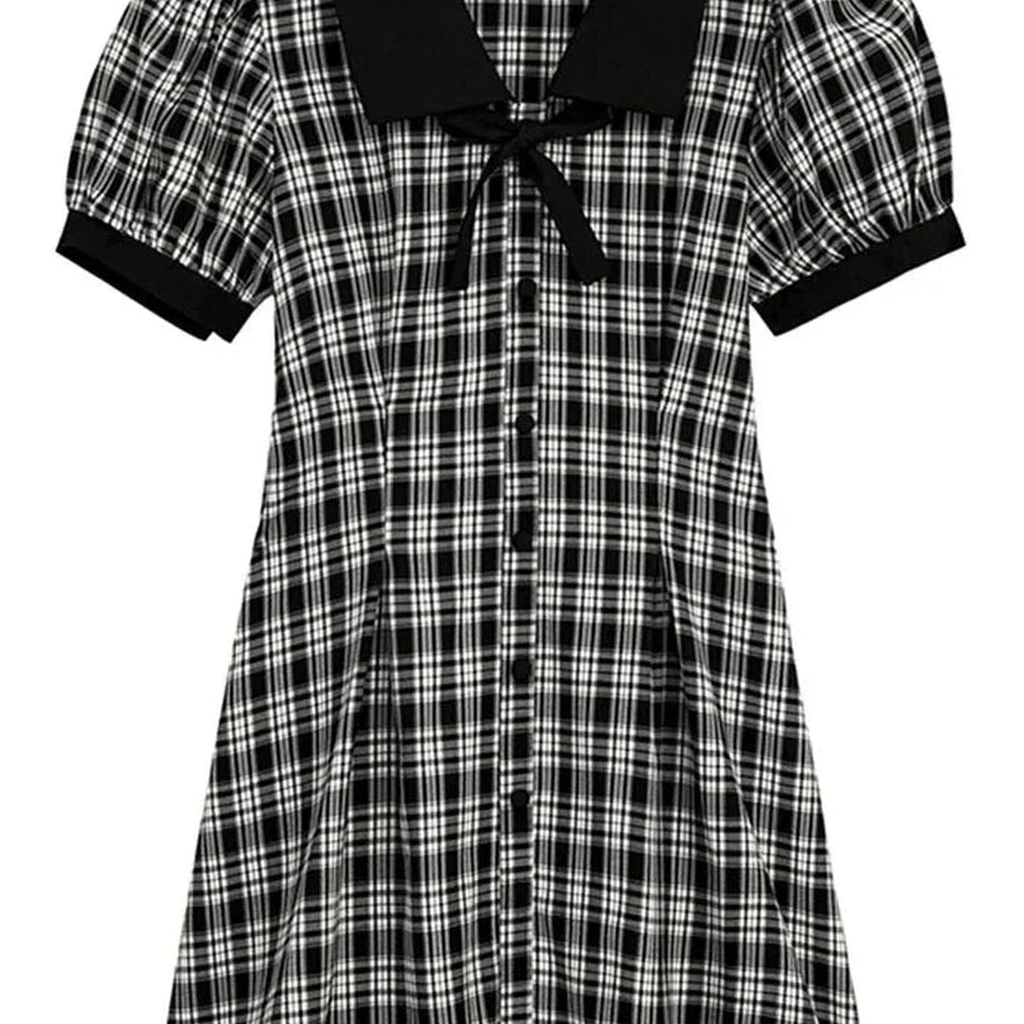 Y2k Gothic Plaid Peter Pan Dress