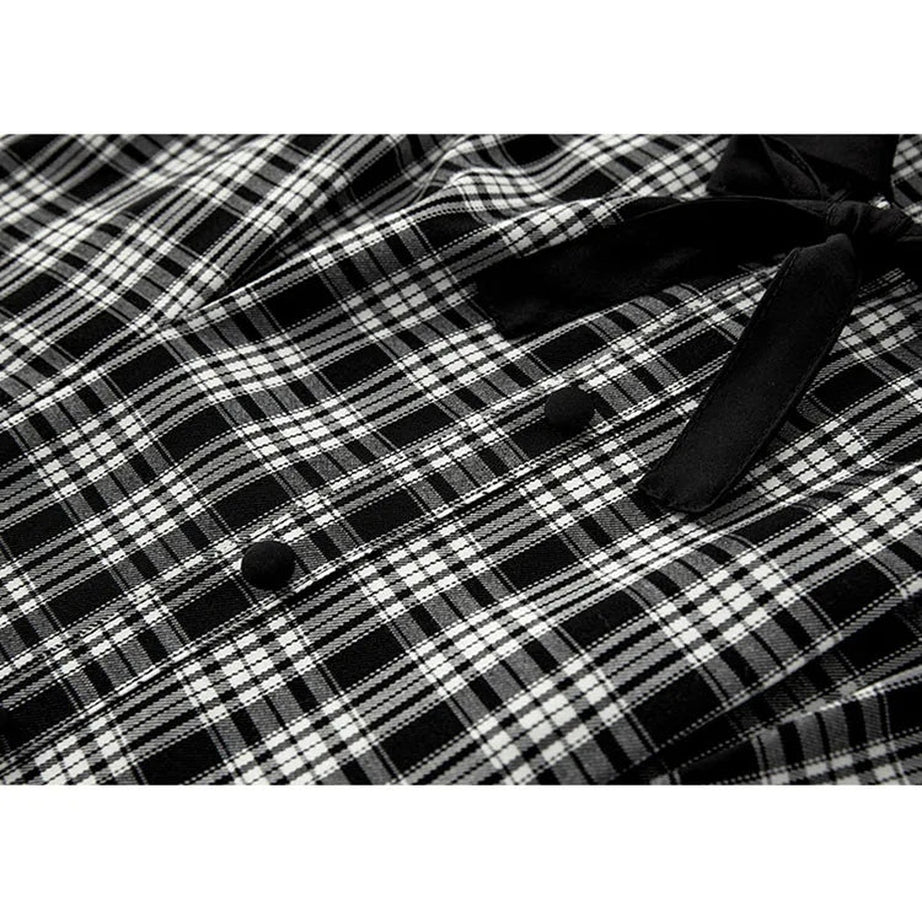 Y2k Gothic Plaid Peter Pan Dress