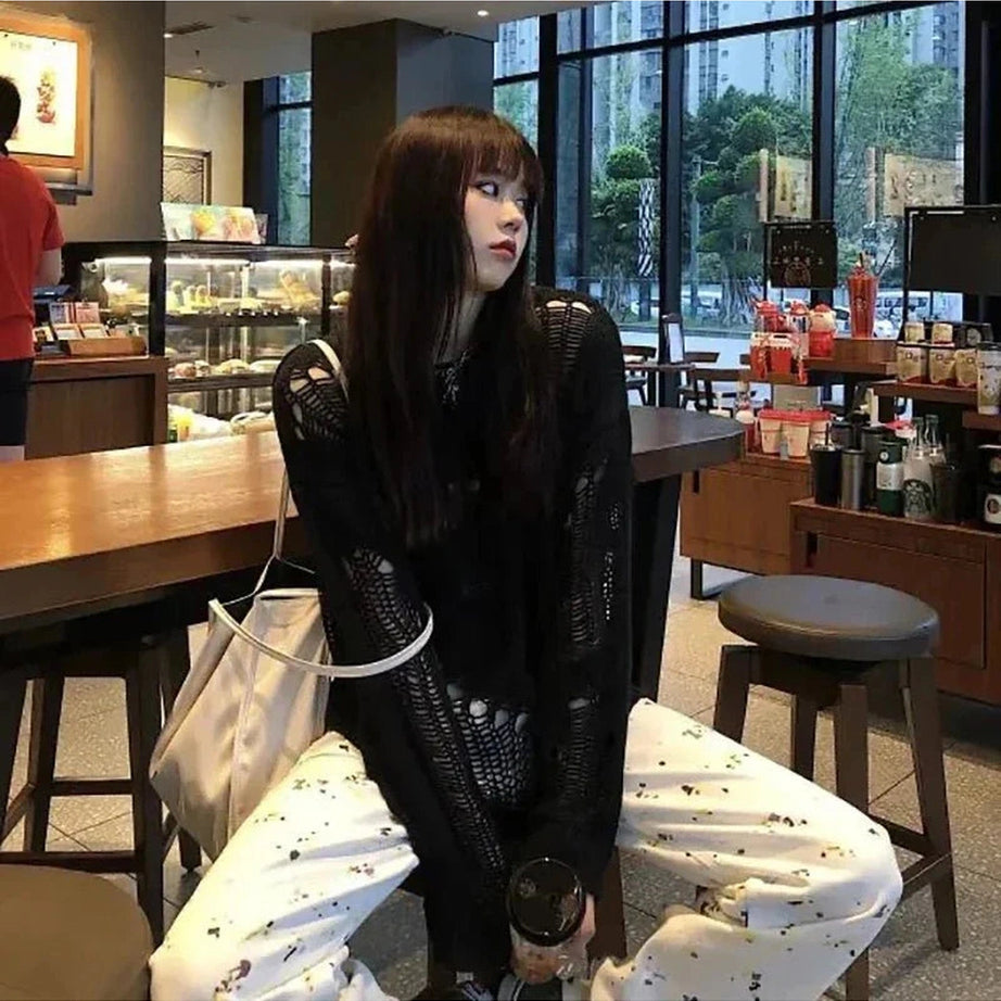 Y2k Gothic Punk Hollow Sweater
