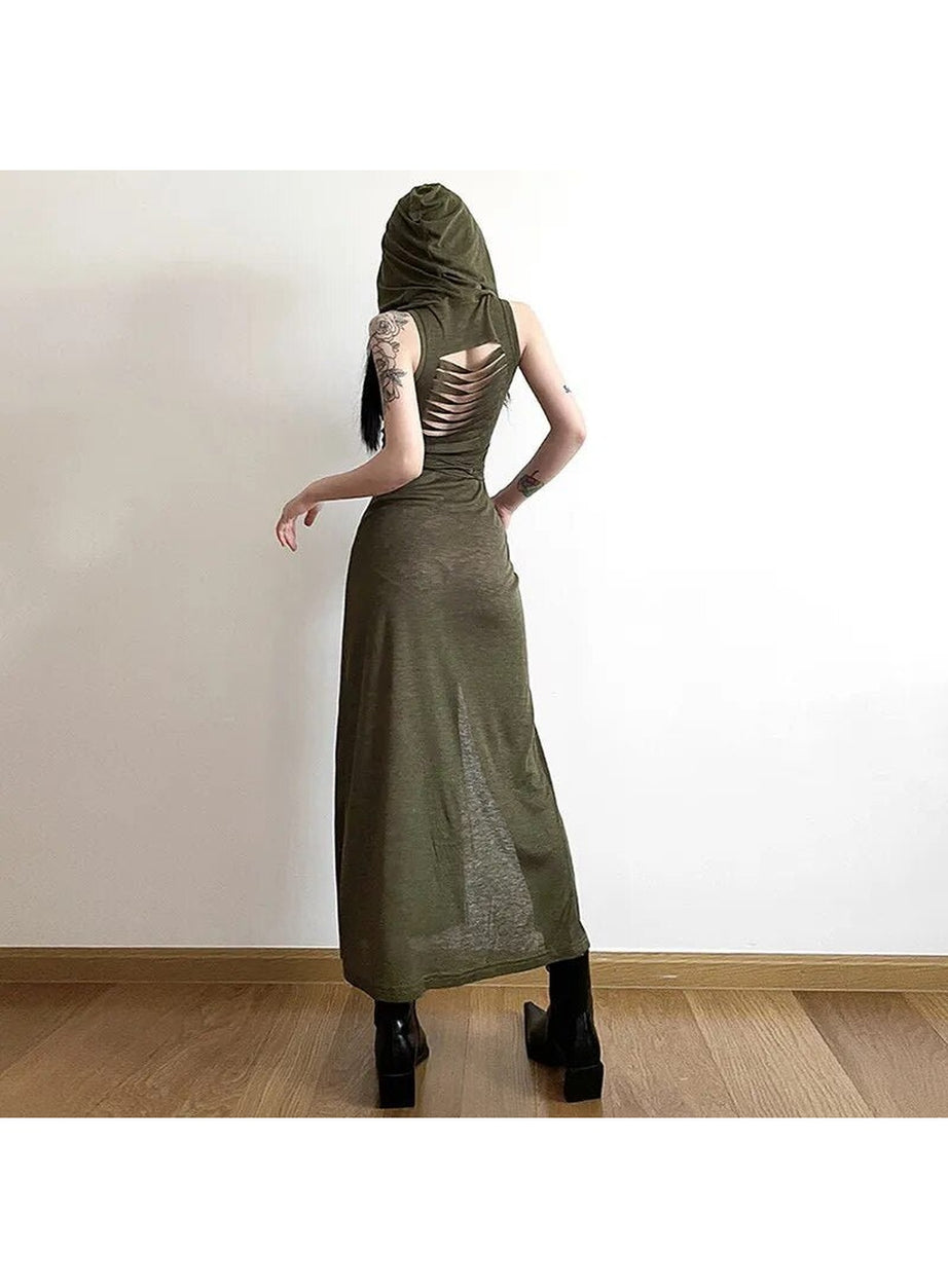 Y2k Gothic Punk Hollowed Midi Dress