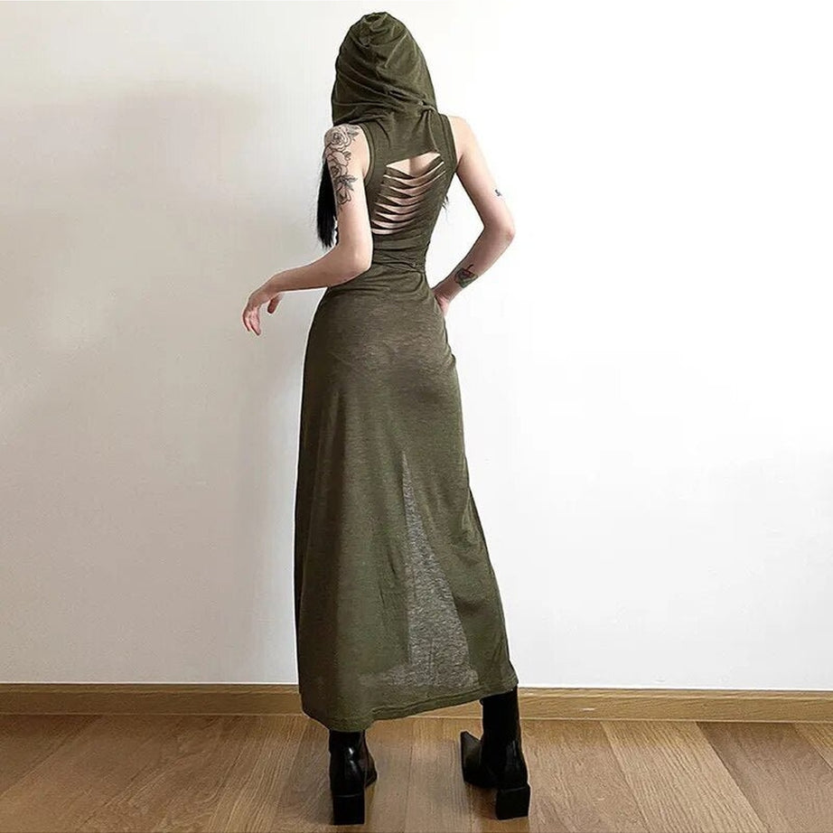 Y2k Gothic Punk Hollowed Midi Dress