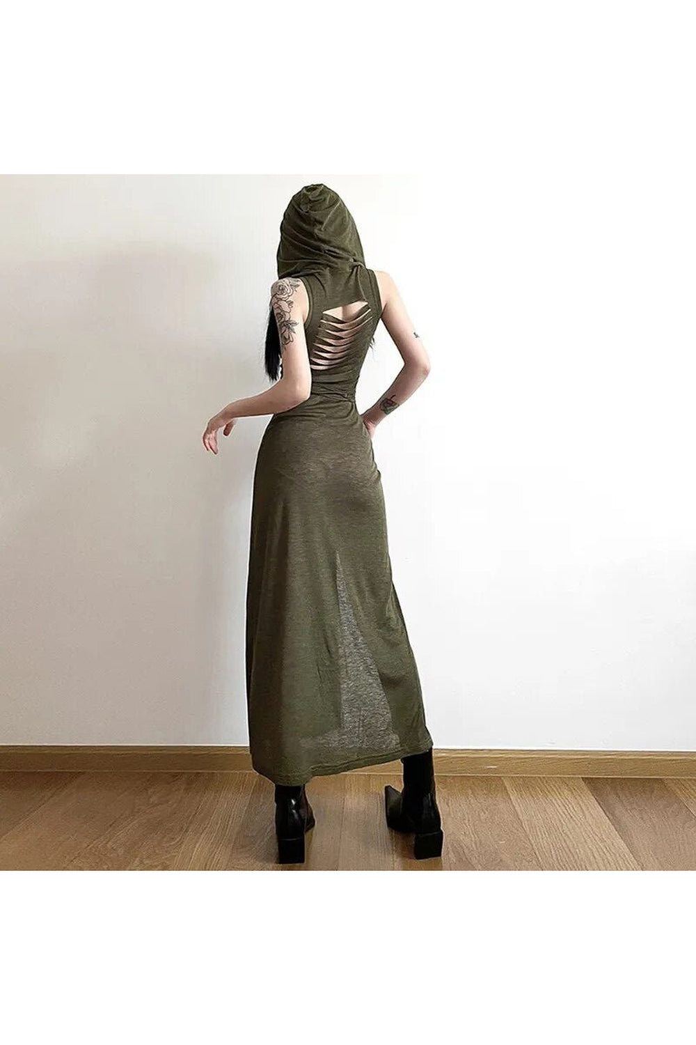 Y2k Gothic Punk Hollowed Midi Dress