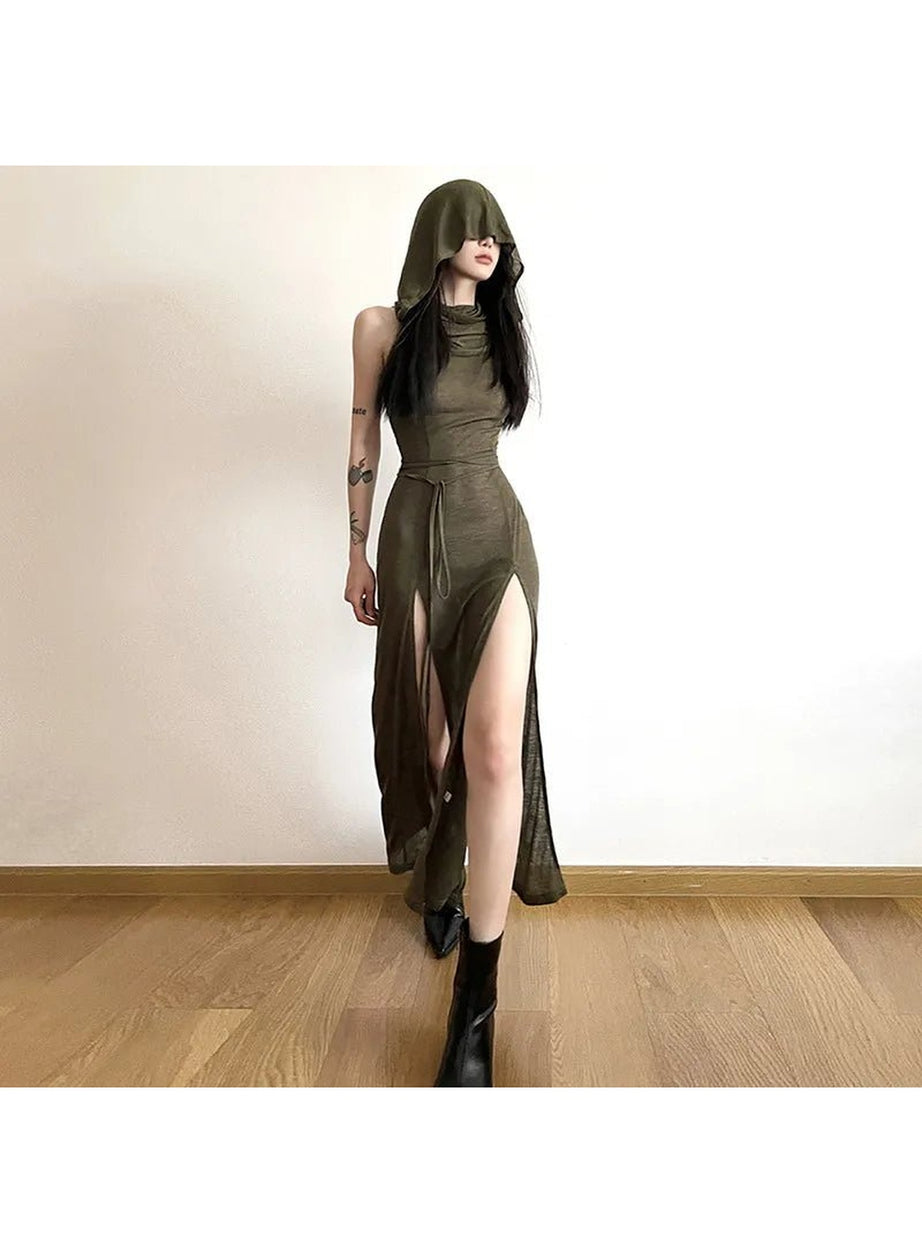 Y2k Gothic Punk Hollowed Midi Dress