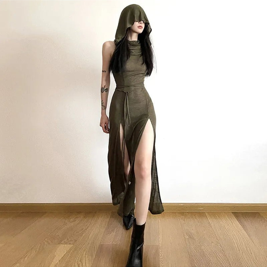 Y2k Gothic Punk Hollowed Midi Dress