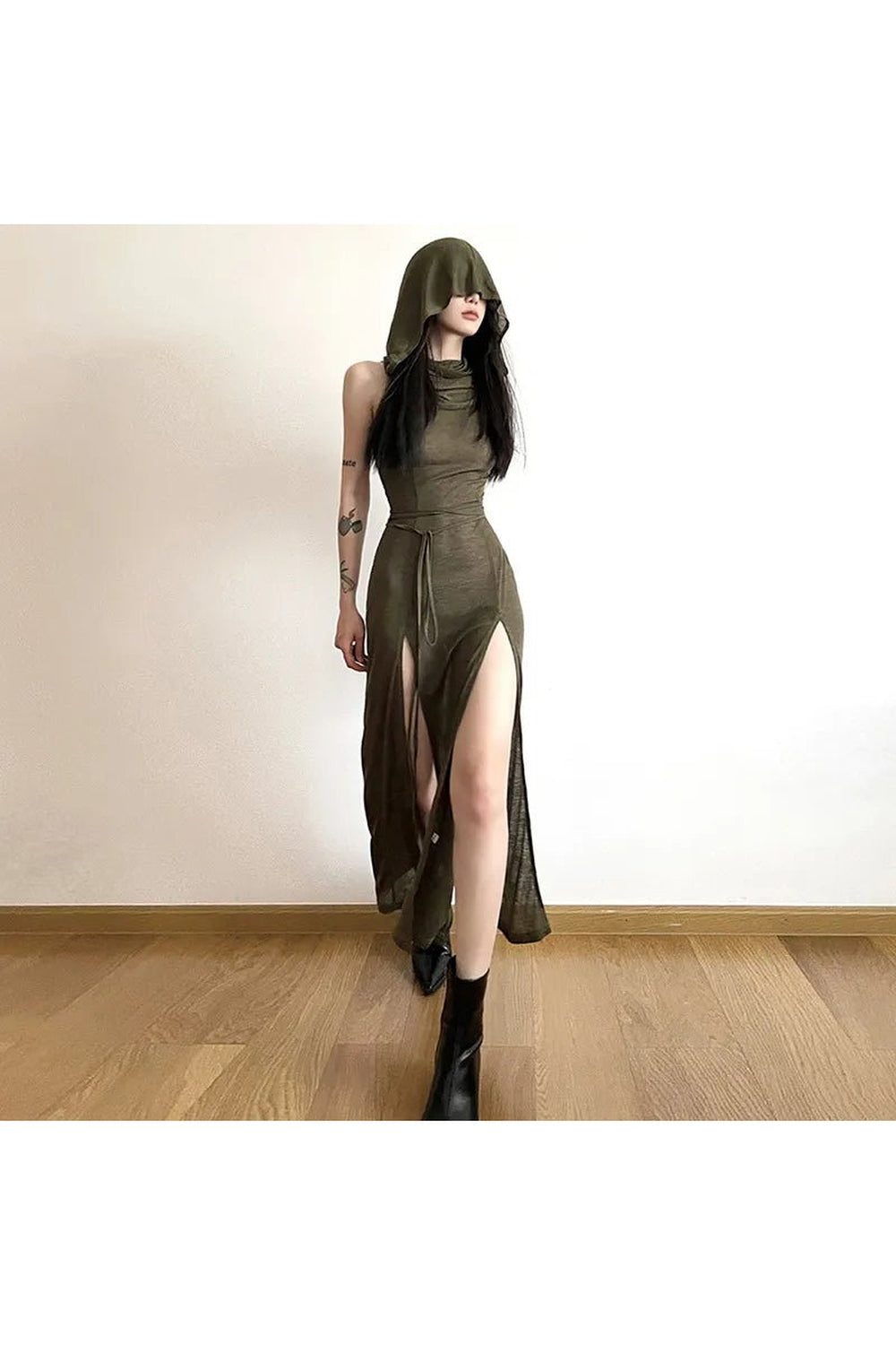 Y2k Gothic Punk Hollowed Midi Dress